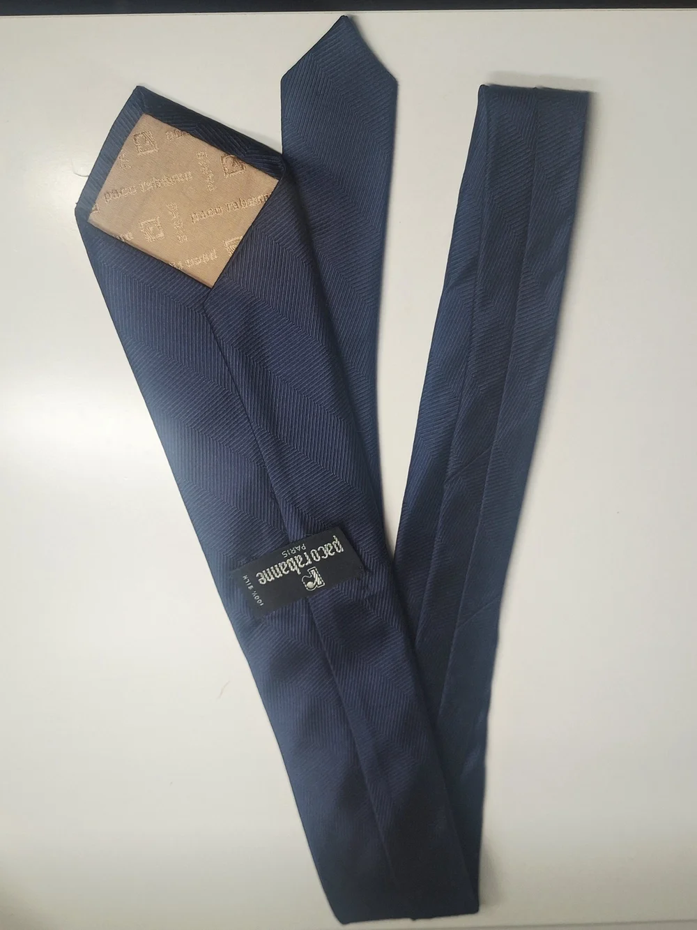 Paco Rabanne Navy Chevron All Silk Necktie